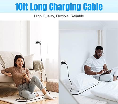 30 W Ultra-Fast USB-C Dual Pack Charger for i Phone 15 & 16 – Includes 6.6 ft & 10 ft Cables – Versatile Compatibility with i Pad Pro and Galaxy S Series – Perfect for Active Lifestyles and Quick Power Solutions