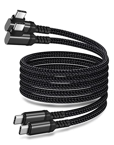 Premium 2-Pack USB C Charger Cable – 6 FT Right Angle Design for 100 W PD Fast Charging & 10 Gbps Data Transfer – Compatible with i Phone 15 Series, i Pad Pro, Mac Book & Samsung Galaxy S23/S22 – Durable Nylon Braided for Optimal Performance and Convenience