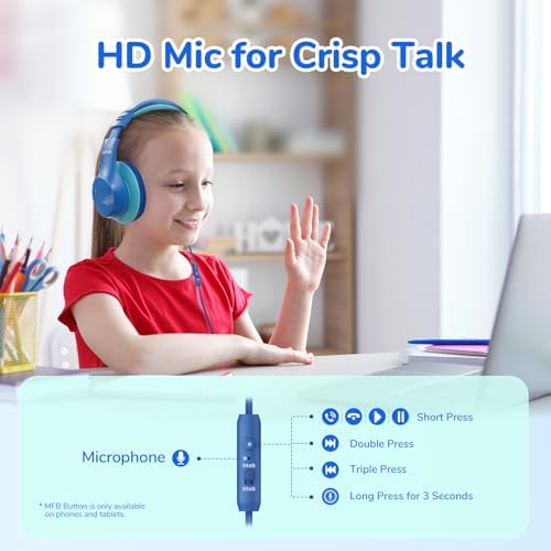 Transform Your Child’s Audio Adventures with Ear Fun K3 Kids Over-Ear Headphones – Engineered for Safe Listening with Volume Limiting, Exceptional HD Stereo Sound, and Travel-Friendly Foldable Design in Vibrant Blue – Ideal for School, Stylish for Every Young Explorer with Enhanced USB-C Compatibility!
