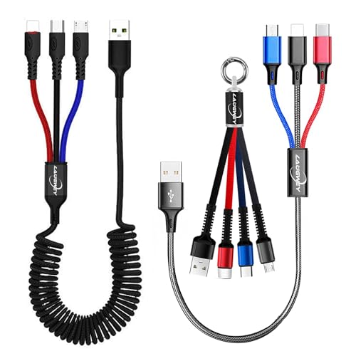 Versatile 3-Pack Nylon Braided 3-in-1 USB Charging Cable Set – Fast Charge with Universal Compatibility for Home, Office, and Travel – Durable, Tangle-Free Design for USB-C, Lightning, and Micro USB Devices