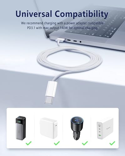 Zeit Nah 140 W USB-C to Magnetic 3 Charging Cable for Mac Book Pro & Air – 2 m Length for Rapid Power Delivery, Enhanced Durability, and Ultimate Convenience in Charging Solutions
