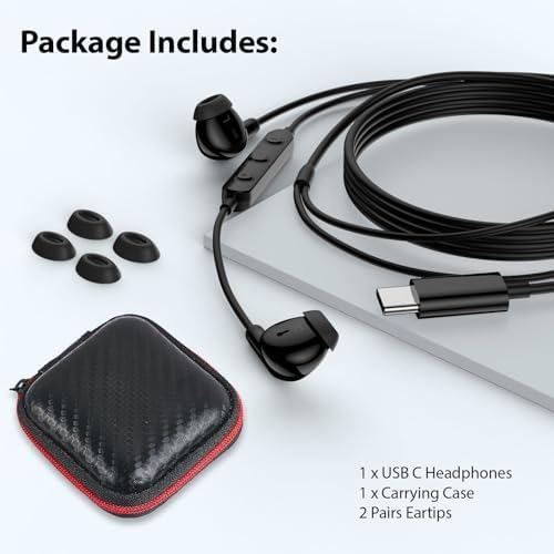Premium USB C Earbuds for i Phone & i Pad – Superior Hi-Fi Stereo Headphones with Advanced Noise Isolation, Integrated Microphone, and Effortless Volume Control – Ideal for Audiophiles and Creative Professionals – Lightweight Ergonomic Design for Ultimate Comfort and Seamless Device Compatibility
