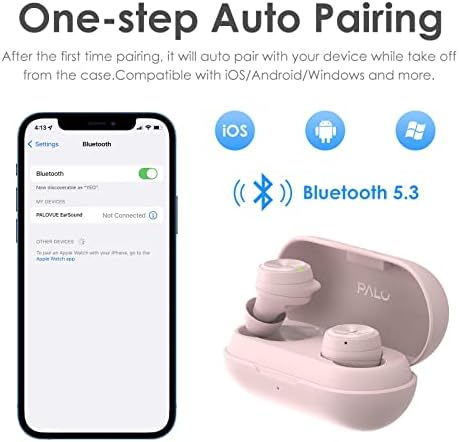 PALOVUE Bluetooth 5.3 Wireless Earbuds – Premium Deep Bass In-Ear Headphones with Built-In Microphone, 35 Hours Playtime, Compact Charging Case, Ideal for Sports, Work, and Everyday Use – Unmatched Comfort and Durability for i Phone & Android Users