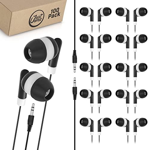 Bulk 100 Pack Wired Earbuds for Classrooms | Disposable In-Ear Headphones with Classic Black Dot Design | Ideal for Students, Group Activities, and Library Use | Lightweight, Comfortable, and Tangle-Free Audio Solution for Enhanced Learning Experience