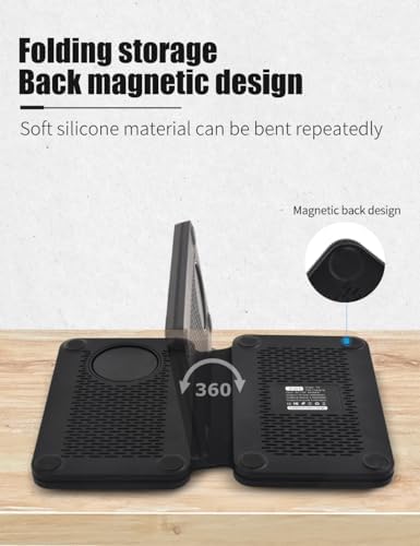 All-in-One Carbon Fiber Charging Station for Apple Devices – Fast Mag Safe Wireless Charger, Foldable Travel Solution for i Phone 16-12 Series, Air Pods & Apple Watch – Ultimate Portability & Efficiency