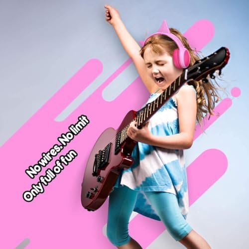 Gorsun Kids’ Purple Cat Ear Bluetooth Headphones – Safe Over-Ear Wireless Headset with 85 d B Volume Limiting, 40-Hour Battery Life, Built-in Microphone, and Bluetooth 5.3 for Toddlers and Young Children – Ideal for Music, Learning, and Playtime Adventures