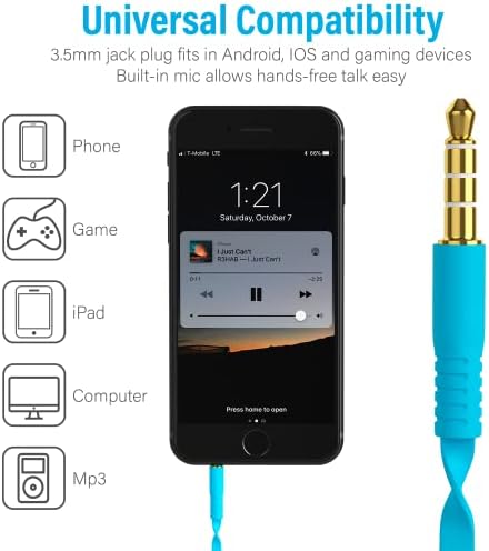 Premium Heavy Bass Wired Earbuds with Built-In Microphone – Set of 5 Noise-Isolating Earphones for Ultimate Audio Experience on Android, i Phone, i Pad, and Laptops – Superior Comfort and Enhanced Compatibility for Music Lovers and Gamers