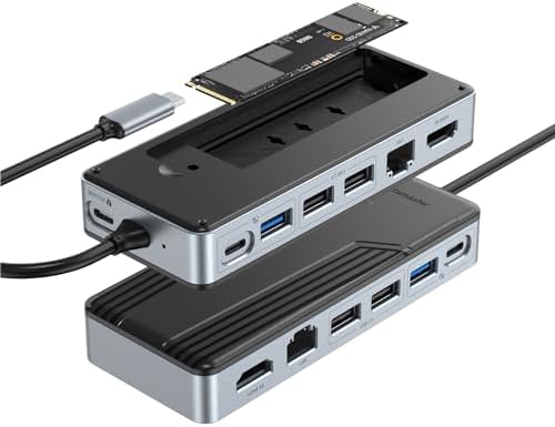 Yottamaster 8-Port USB C Hub with M.2 NVMe SSD Enclosure – High-Speed 10 Gbps USB 3.2 Adapter for Seamless Data Transfer, Stunning 4 K@60 Hz HDMI Output, 100 W Power Delivery & Dual SD/TF Readers – Ultimate Connectivity Solution for Windows & Mac Users to Boost Productivity and Enhance Workflow