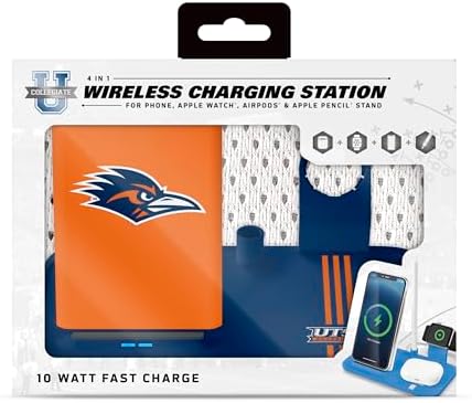SOAR NCAA 4-in-1 Wireless Charging Docking Station: Rapid Charge Solution for i Phone, Apple Watch, Air Pods & Apple Pencil – Official NCAA Design for Ultimate Fan Experience and Device Compatibility