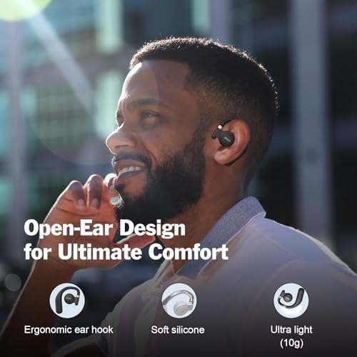 DOSS Open Ear True Wireless Headphones – Superior Sound & Clear Calls | 30-Hour Playtime | Lightweight Earbuds with Rotatable Hooks for Ultimate Comfort | Bluetooth 5.3 for Seamless Connectivity | Ideal Workout Companion for Active Lifestyles