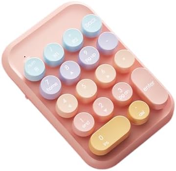 Charming Retro Typewriter Style Wireless Numeric Keypad – Sweet Pink 2.4 G/Bluetooth/USB-C Rechargeable Numpad for Multi-Device Use with 18-Key NKRO, Lightweight Design for Effortless Data Entry and Enhanced Productivity