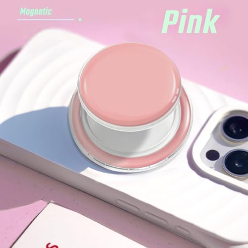 Mag Safe-Compatible Pink and Transparent Collapsible Phone Grip Stand – Stylish Mobile Holder for Hands-Free Use with Smartphones and Tablets – Secure, Lightweight, and Portable Accessory for Enhanced Viewing Experience
