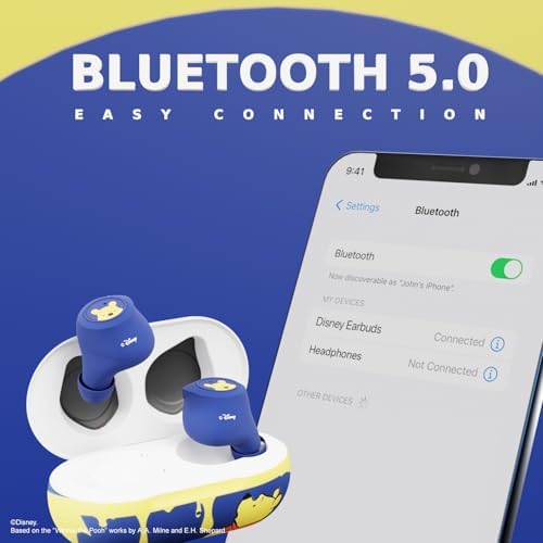 Winnie The Pooh Bluetooth Earbuds – Enchanting Sound Quality with 30-Hour Battery Life – Lightweight Comfort for All-Day Use – Ideal Gift for Disney Aficionados & Pooh Bear Fans – Effortless Wireless Pairing & Broad Device Compatibility – Chic Charging Case for Ultimate Portability