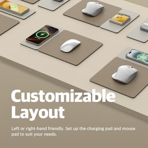 Enhance Your Workspace Efficiency with the POUT H3 Split Wireless Charging Mouse Pad – Fast Qi Charger for Seamless Device Power, Magnetic Alignment for Precision Use, Premium Anti-Slip Surface in Elegant Midnight Blue – Perfect for Smartphones and Earbuds – Elevate Your Productivity with Style and Functionality