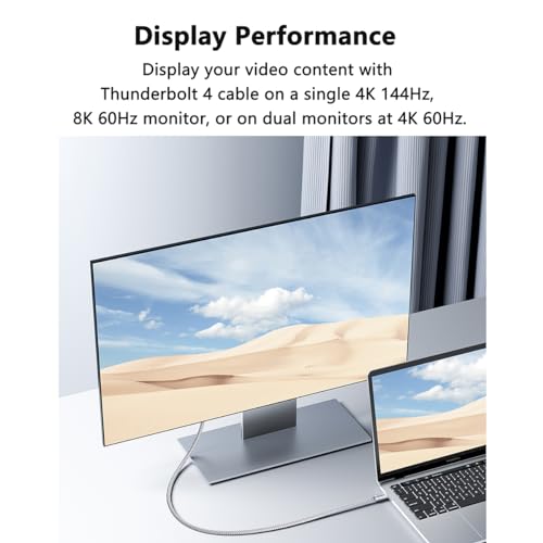 Experience Unmatched Connectivity with Our 3.3 ft Thunderbolt 4 Cable – USB-C to USB-C, Empowering 240 W Power Delivery, 40 Gbps Data Speed, and Stunning 4 K@144 Hz & 8 K@60 Hz Visuals – Ideal for i Phone 15, Mac Book, Galaxy S24, Pixel 8, and More – Sleek Silver Design for Ultimate Performance and Style