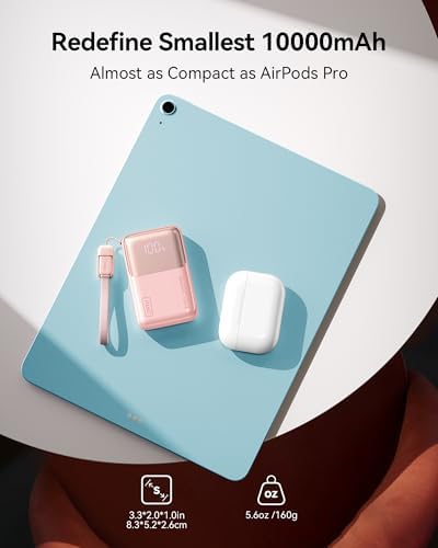 INIU Ultra-Compact 10,000 m Ah Power Bank – 45 W PD Fast Charger with Detachable USB-C Cable – Ultimate Portable Solution for i Phone 16, Samsung S24 & Mac Book Air – Unmatched Safety with 3-Year Warranty – Redefining Mobile Charging Efficiency and Convenience