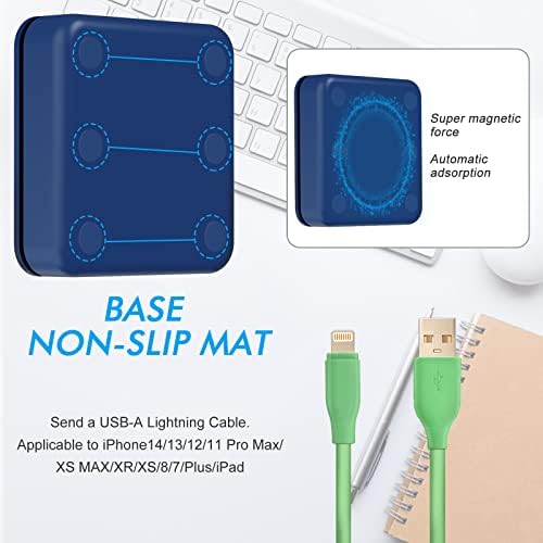 Dual-Purpose MFi-Certified USB A Fast Charger for Apple Watch & i Phone – 3.3 FT Wireless Charging Solution in Elegant Blue for Seamless Device Powering and Enhanced Compatibility with Air Pods