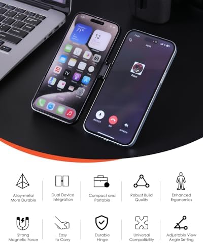 Twins Carry: Magnetic Dual-Phone Holder for iPhone & Android | Lightweight Solution for Professionals, Travelers & Gamers | Manage 2 Mobile Phones for Work, Personal Use (Black, General) – Enhanced Compatibility and Speed