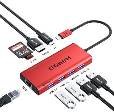 Unlock Seamless Connectivity with the QGee M 9-in-1 USB C Hub – The Ultimate Multi-Port Adapter for High-Speed Data Transfer, 4 K HDMI Output, and 100 W Power Delivery – Perfectly Compatible with Mac Book Pro, Air, i Pad, Dell, HP, Lenovo, and Chromebook – Compact, Stylish Blue Design for On-the-Go Professionals and Creatives