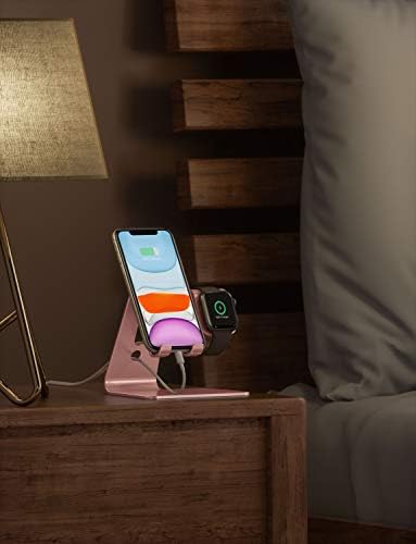 Upgrade Your Charging Station with the OMOTON 2-in-1 Desktop Stand for i Phone & Apple Watch – Sleek Anti-Scratch Holder Compatible with i Phone 16/15/14/13/12 & Apple Watch Series 9/8/SE2/7/6/5/4/3/2 (38-45 mm) – Multi-Angle Viewing, Space-Saving Design, and Non-Slip Base for Ultimate Convenience in Home or Office – Essential Tech Accessory for Organized Living