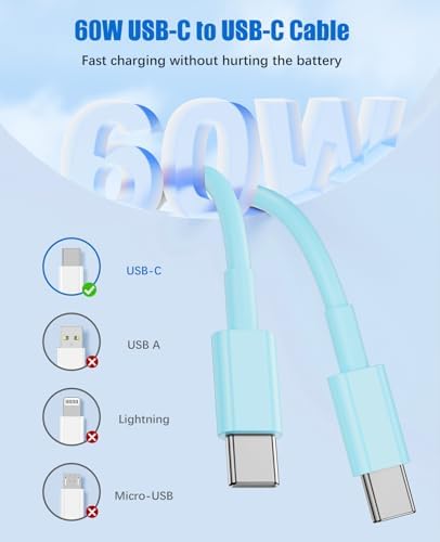 Ultra-Fast 40 W Dual-Port USB-C Charger with 4 Premium 6 FT Cables | Perfect for i Phone 16/15 Pro Max, i Pad Pro & Samsung S24 | Compact, Travel-Ready Design for Effortless Charging | Experience Rapid Power Delivery & Versatile Compatibility for All Devices