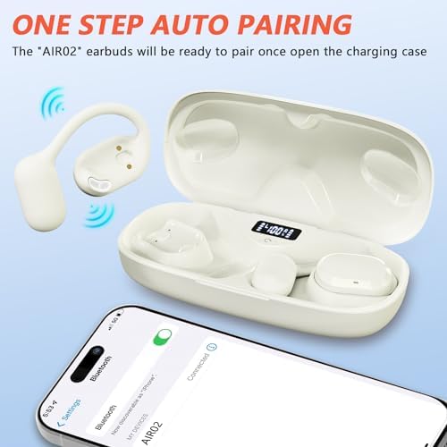 Open Ear True Wireless Earbuds – Cutting-Edge Bluetooth 5.4 Headphones with IP67 Waterproof Design and Advanced Dual DSP Noise Cancellation for Sports and Professional Use – Ultimate Comfort and Durability for All-Day Audio Enjoyment