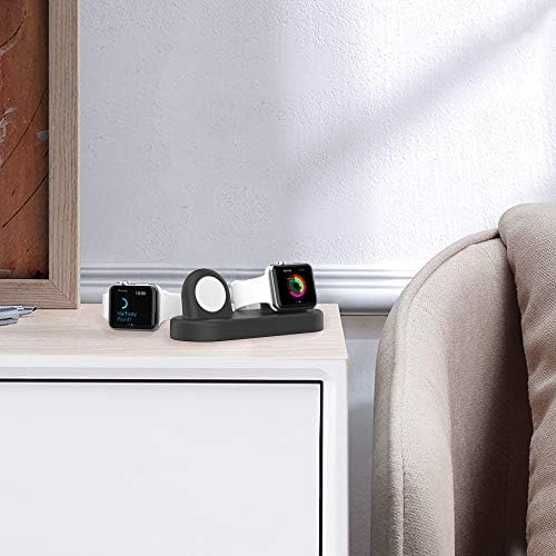 Delidigi Premium Dual Charger Stand for Apple Watch: Fast, Stylish, and Compatible with All Series (Ultra 2, SE, 1-10) – High-Quality Silicone Dock for Simultaneous Charging of Two Smartwatches, Perfect for Home or Travel Use