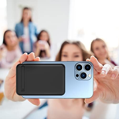 Compact 10,000 m Ah i Phone Power Bank with Metal Stand – Fast Charging External Battery Pack for i Phone 14, 13, 12, 11, and More – Sleek Black Design for Ultimate Portability and Hands-Free Convenience – Universal Compatibility and Enhanced Charging Speed