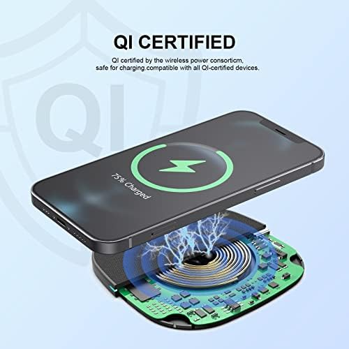 Esoulk 15 W Ultra-Slim Qi Wireless Charger with 5 FT Type-C Cable – Fast, Efficient Power-Up for i Phone Pro Max, Galaxy Note, One Plus & Pixel – Lightweight, Portable Design for Home & Travel Use