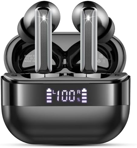 Revolutionary Bluetooth 5.4 Wireless Earbuds – Immersive Deep Bass Audio, 48-Hour Extended Playtime, Superior ENC Noise Cancellation – IP7 Waterproof In-Ear Headphones with Four Microphones for Exceptional Call Clarity – Ideal for Active Lifestyles and Everyday Use