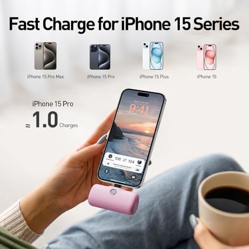 Compact i WALK 4,800 m Ah Portable Charger – High-Speed 18 W PD Power Bank with Built-in USB-C for Seamless Charging of i Phone 15/16/Pro/Max & Samsung Galaxy S25/S24/S23 – Ideal Travel Companion for On-the-Go Power Solutions