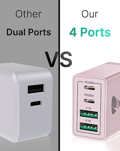 Aiminu 40 W 4-Port USB C Wall Charger Block 3-Pack – Efficient PD Fast Charging Solution for i Phone 15/14/13/12/11/Pro Max, i Pad & Android Devices – Ideal for Home, Travel, and Multi-Device Power Needs