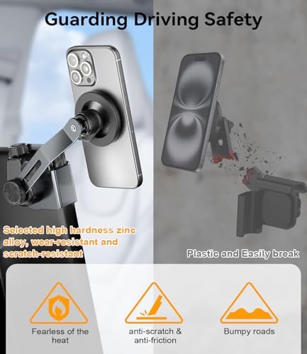 CloudValley Phone Mount for Tesla Model Y Juniper Model 3 Highland Model S/X 2025, Magnetic Metal Car Mount, Adjustable & Extendable, No Glue Required, Compatible with MagSafe iPhone 16/15/14/13/12 – Enhanced Compatibility and Speed