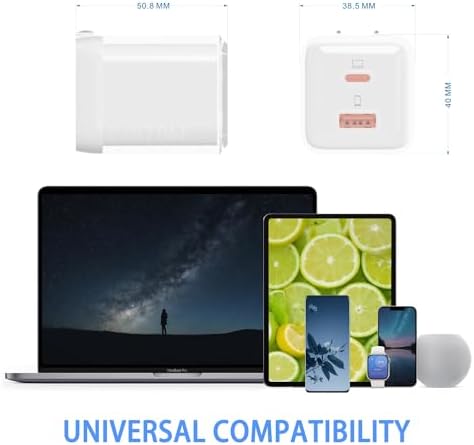 Ultra-Compact 70 W Ga N Dual USB-C Fast Charger – High-Efficiency Wall Adapter for Mac Book Pro/Air, i Pad Pro, Galaxy S23, Dell XPS 13, i Phone 16/15 Pro & Steam Deck – Rapid Charging with Universal Compatibility for Modern Devices