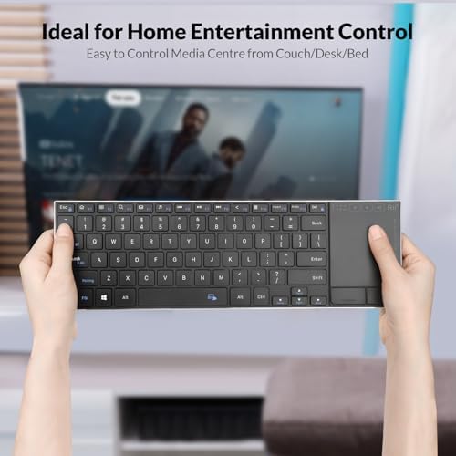 Transform Your Workspace with the Rii Ultra-Slim Wireless Bluetooth Keyboard – Multi-Device Rechargeable Stainless Steel Design with Multi-Touch Touchpad for Seamless PC, Mac, and Laptop Connectivity – Ergonomic, Durable, and Stylish for Effortless Typing and Navigation