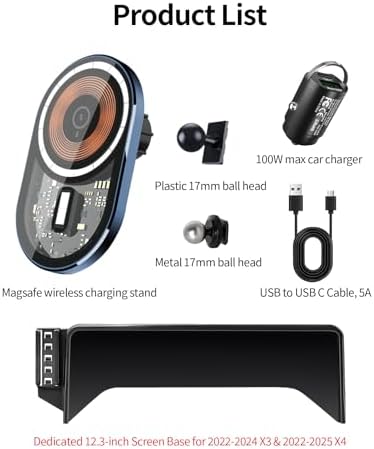 Wireless Charging car Phone Holder for BMW X3 2018-2021/BMW X4 2019-2021 Accessories 10.25/10.3-inch Screen Fixed Clip,360° Rotation car Phone Mount Compatible with MagSafe – Enhanced Compatibility and Speed