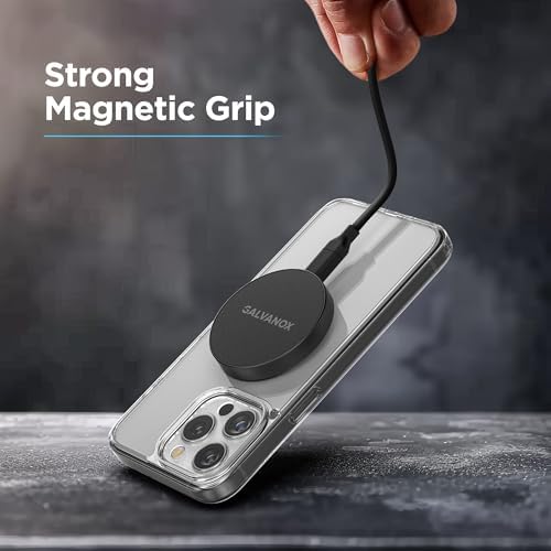 Galvanox Magnetic 15 W Fast Wireless Charger with 10-Foot Removable Cable – Ultimate Mag Safe Compatibility for i Phone, Sleek Black Design, and Enhanced Charging Speed for Qi-Enabled Devices