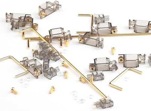 Ultimate Gold Plated PCB Stabilizers for Mechanical Keyboards – Translucent Smokey Design with Noise Reduction Films, Perfect Fit for 2 u, 6.25 u, and 7 u Spacebars – Elevate Your Typing Experience and Enhance Durability