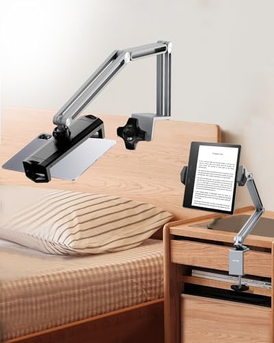 Premium Adjustable Tablet Stand with 360° Rotation – Ultra-Sturdy Aluminum Holder for i Pad, Kindle & More – Ergonomic Desk Mount for Enhanced Comfort and Stability – Fits 4-13″ Devices – Ideal for Video Calls, Multitasking & Entertainment – Elevate Your Viewing Experience with Non-Slip Base