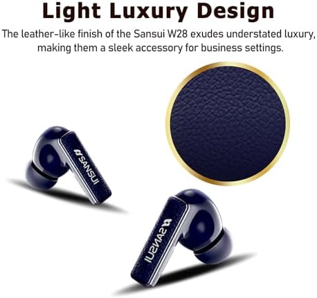 SANSUI W28 Wireless Earbuds – Cutting-Edge Bluetooth 5.4 with Active Noise Cancelling & IPX4 Water Resistance, Deep Bass Performance, 28-Hour Playtime, and Advanced Environmental Noise Cancellation Mics in Stylish Secret Night Blue – Ideal for Music Aficionados and Active Lifestyles