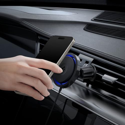 Revolutionize Your Drive with Spigen One Tap Pro 3 Cryomax: Fast Wireless Mag Safe Car Charger with Noiseless Cooling for i Phone 16, 15, 14, 13, & 12 Series – Ultimate Compatibility & Quick Charge Efficiency for On-the-Go Power