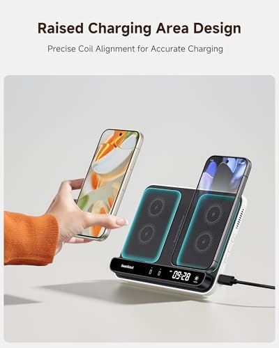 Swan Scout 710 G2 Dual Wireless Charging Station – Fast Charge Hub for Google Pixel 9 a/9 Pro/9/8 Pro/8/7, Pixel Watch 3/2, Fitbit Versa 4/3/Sense 2/ACE LTE & Pixel Buds Pro 2 – Compact Design with Intelligent Temperature Control for Effortless Device Management