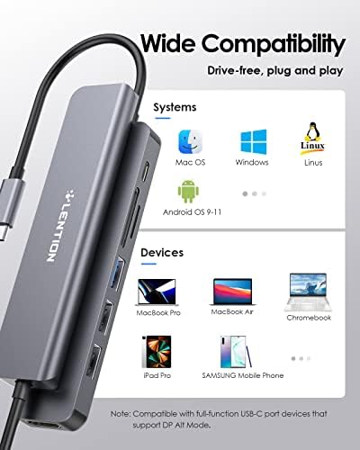 Elevate Your Connectivity with the LENTION USB C Hub: 100 W Fast Charging, 4 K HDMI Output, Dual Card Reader, and Versatile USB 3.0/2.0 Compatibility for Mac Book Pro, Mac Air, Surface, Chromebook, and More – Sleek Space Gray Design for Professionals and Creatives Seeking Enhanced Performance and Productivity