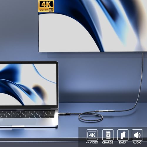 USB-C Extension Cable 6.6ft, 20Gbps Data Transfer, 4K@60Hz, 240W Charging, Male to Female Compatible with Cell Phone Cord Extension – Enhanced Compatibility and Speed