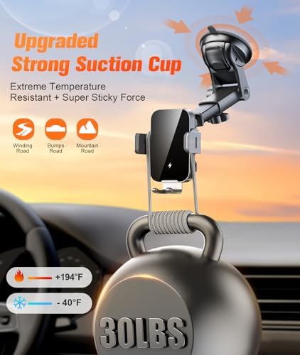 Elevate Your Driving Experience with the OBRFFE Wireless Car Charger Mount – Auto-Clamping Design for Effortless 15 W Fast Charging – Compatible with i Phone 16/15/14/13/12 Pro Max & Samsung Galaxy S25/S24+/S23 Ultra/S22/S21+ – Versatile Dash, Windshield & Vent Installation – Secure Your Device with Style and Convenience