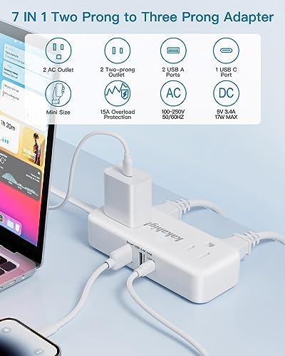 Revolutionize Your Charging Setup with the 10 FT Split Extension Cord – Featuring 4 AC Outlets, 2 USB-A & 3 USB-C Ports for Rapid 24 W Charging, Perfect Nightstand Solution for Shared Spaces in Bedrooms and Dorm Rooms – Compact Design for Maximum Flexibility and Enhanced Compatibility with All Devices