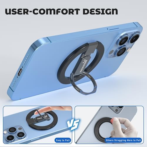 Glamorous Diamond White Magnetic Phone Ring Holder for Mag Safe – Chic Glitter Grip with Versatile Adjustable Kickstand for i Phone 12-16 Pro Max Plus – Ultimate Stability and Effortless Connectivity for Enhanced User Experience