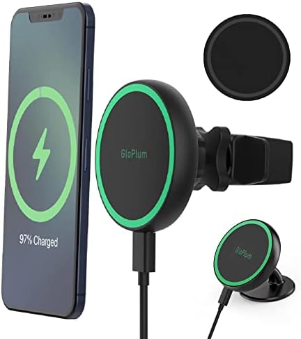 Magnetic Wireless Car Charger Mount for i Phone 15/14/13 – Fast 15 W Charging Air Vent Holder with Secure Mag Safe Compatibility – Effortless Hands-Free Navigation and Sleek Design for Ultimate Driving Convenience – Premium Safety Features and Easy Installation
