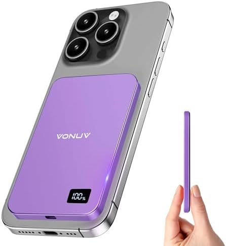 Ultra-Slim Magnetic Wireless Power Bank 5000 m Ah – 15 W Fast Charger for i Phone 16/15/14/13/12 Series – Sleek Metallic Design with USB-C Charging Cable – Enhanced Safety Features for Reliable On-the-Go Power