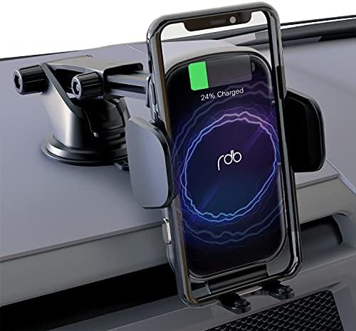 REDBEAN 15 W Qi Fast Wireless Car Charger with Auto-Clamping Holder – Effortless Phone Mount for i Phone & Samsung Devices – Versatile Dashboard, Windshield, & Air Vent Installation for Enhanced Driving Safety & Convenience